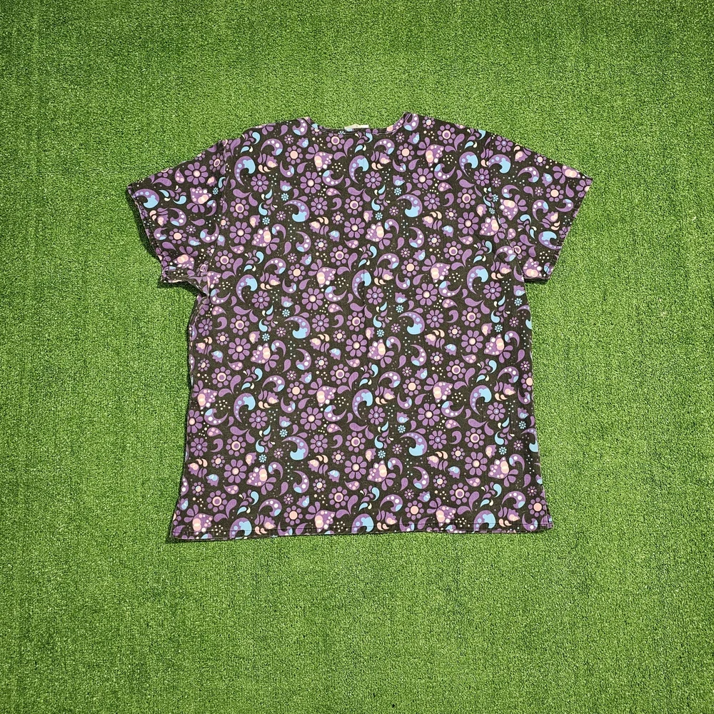 Scrubs Purple and Blue Patterned Scrub Top - Picture 5 of 5